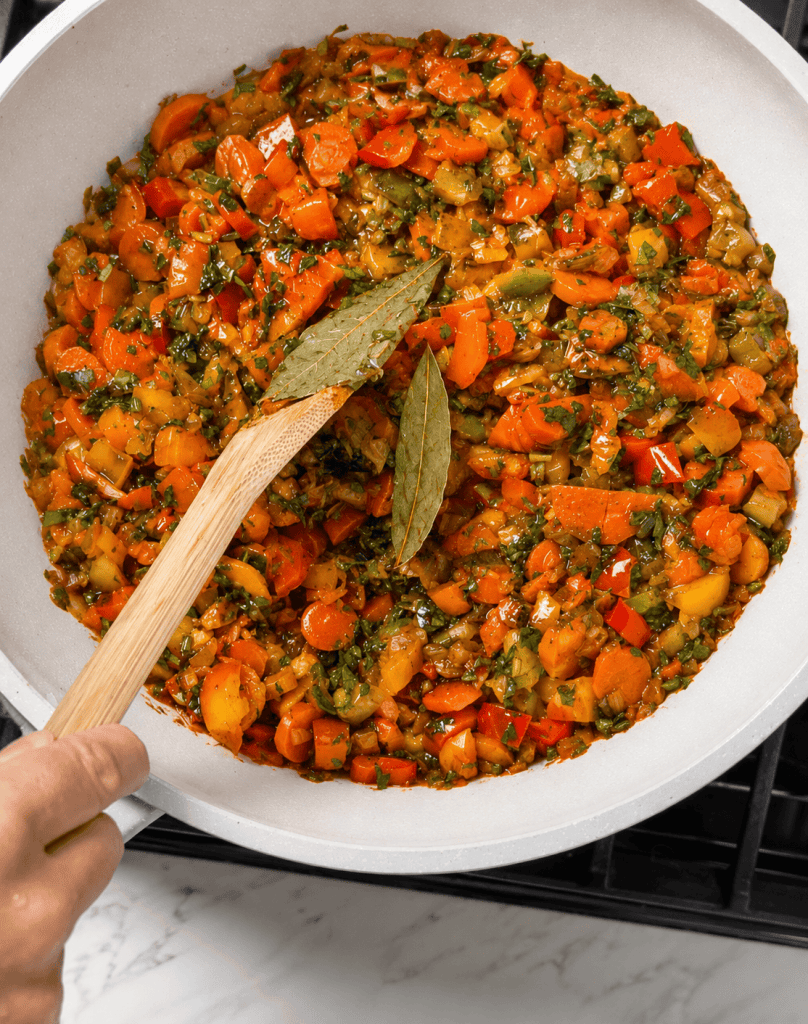 Perets Armenian Sauteed carrots, peppers, and onions